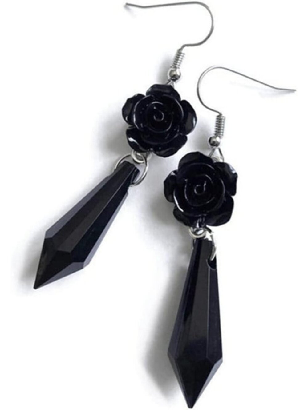 Vintage Gothic Bat Earrings  Black Crystal Dangle Punk Style Jewelry-Red 2